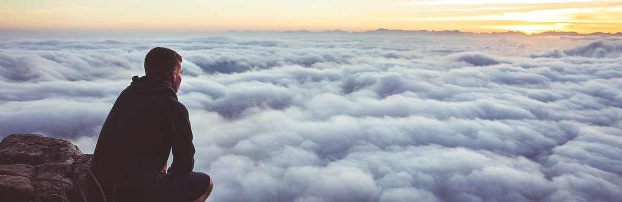 Augustus overlooking the clouds above Lorem Heights